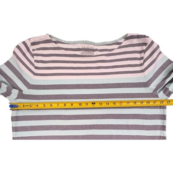 Talbots Authentic Boat Neck Tee Mixed Stripe 100% Cotton Weekend 3/4 Sleeve XL - Picture 6 of 10